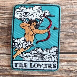 The Lovers Cupid Tarot Card Gothic Witchy Embroidered Iron on Patch